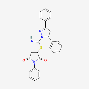 molecular formula C26H22N4O2S B4957643 2,5-dioxo-1-phenyl-3-pyrrolidinyl 3,5-diphenyl-4,5-dihydro-1H-pyrazole-1-carbimidothioate 