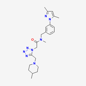 molecular formula C23H32N8O B4957650 N-[3-(3,5-dimethyl-1H-pyrazol-1-yl)benzyl]-N-methyl-2-{5-[(4-methyl-1-piperidinyl)methyl]-1H-tetrazol-1-yl}acetamide 