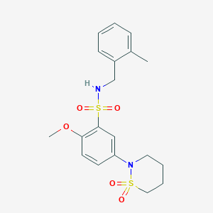 molecular formula C19H24N2O5S2 B4957667 5-(1,1-dioxido-1,2-thiazinan-2-yl)-2-methoxy-N-(2-methylbenzyl)benzenesulfonamide 