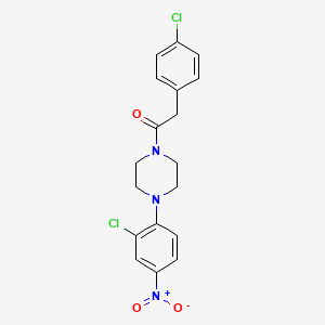 molecular formula C18H17Cl2N3O3 B4957669 1-(2-chloro-4-nitrophenyl)-4-[(4-chlorophenyl)acetyl]piperazine 