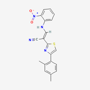2-[4-(2,4-dimethylphenyl)-1,3-thiazol-2-yl]-3-[(2-nitrophenyl)amino]acrylonitrile