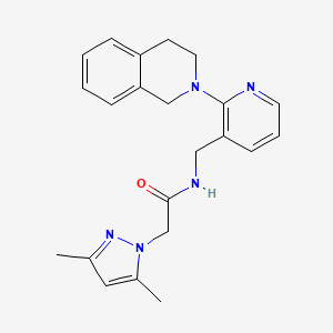 molecular formula C22H25N5O B4957677 N-{[2-(3,4-dihydro-2(1H)-isoquinolinyl)-3-pyridinyl]methyl}-2-(3,5-dimethyl-1H-pyrazol-1-yl)acetamide 