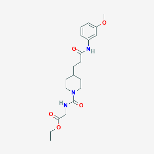 molecular formula C20H29N3O5 B4957699 ethyl N-[(4-{3-[(3-methoxyphenyl)amino]-3-oxopropyl}-1-piperidinyl)carbonyl]glycinate 