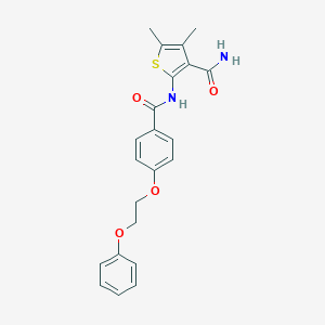 molecular formula C22H22N2O4S B495770 4,5-Dimethyl-2-{[4-(2-phenoxyethoxy)benzoyl]amino}-3-thiophenecarboxamide 