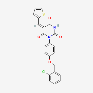 molecular formula C22H15ClN2O4S B4957760 1-{4-[(2-chlorobenzyl)oxy]phenyl}-5-(2-thienylmethylene)-2,4,6(1H,3H,5H)-pyrimidinetrione 