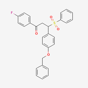 molecular formula C28H23FO4S B4957765 3-[4-(benzyloxy)phenyl]-1-(4-fluorophenyl)-3-(phenylsulfonyl)-1-propanone 