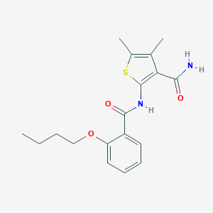 molecular formula C18H22N2O3S B495781 2-[(2-Butoxybenzoyl)amino]-4,5-dimethyl-3-thiophenecarboxamide 