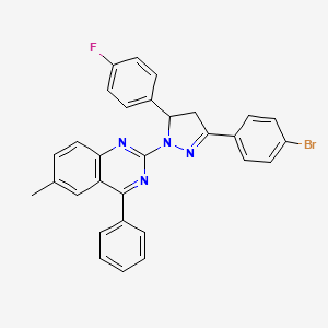 molecular formula C30H22BrFN4 B4957823 2-[3-(4-bromophenyl)-5-(4-fluorophenyl)-4,5-dihydro-1H-pyrazol-1-yl]-6-methyl-4-phenylquinazoline 