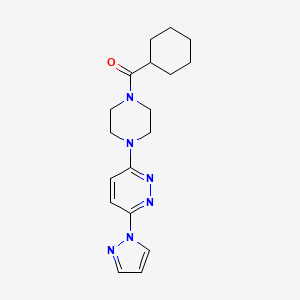 molecular formula C18H24N6O B4957830 3-[4-(cyclohexylcarbonyl)-1-piperazinyl]-6-(1H-pyrazol-1-yl)pyridazine 