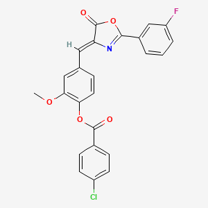 4-{[2-(3-fluorophenyl)-5-oxo-1,3-oxazol-4(5H)-ylidene]methyl}-2-methoxyphenyl 4-chlorobenzoate