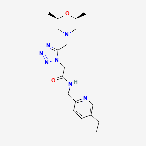 molecular formula C18H27N7O2 B4957849 2-(5-{[(2R*,6S*)-2,6-dimethyl-4-morpholinyl]methyl}-1H-tetrazol-1-yl)-N-[(5-ethyl-2-pyridinyl)methyl]acetamide 
