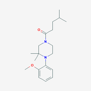 molecular formula C19H30N2O2 B4957858 1-(2-methoxyphenyl)-2,2-dimethyl-4-(4-methylpentanoyl)piperazine trifluoroacetate 