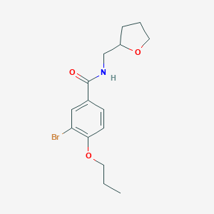 molecular formula C15H20BrNO3 B495786 3-bromo-4-propoxy-N-(tetrahydro-2-furanylmethyl)benzamide 