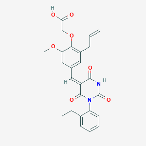 molecular formula C25H24N2O7 B4957888 (2-allyl-4-{[1-(2-ethylphenyl)-2,4,6-trioxotetrahydro-5(2H)-pyrimidinylidene]methyl}-6-methoxyphenoxy)acetic acid 