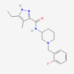 molecular formula C19H25FN4O B4957897 3-ethyl-N-[1-(2-fluorobenzyl)-3-piperidinyl]-4-methyl-1H-pyrazole-5-carboxamide 