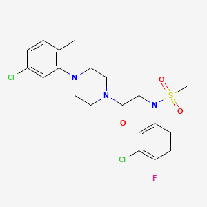 molecular formula C20H22Cl2FN3O3S B4957945 N-(3-chloro-4-fluorophenyl)-N-{2-[4-(5-chloro-2-methylphenyl)-1-piperazinyl]-2-oxoethyl}methanesulfonamide 