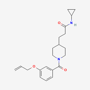 molecular formula C21H28N2O3 B4957968 3-{1-[3-(allyloxy)benzoyl]-4-piperidinyl}-N-cyclopropylpropanamide 