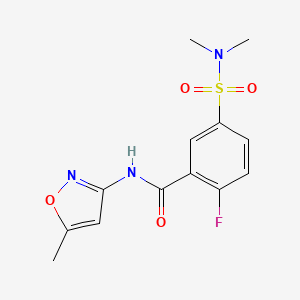 molecular formula C13H14FN3O4S B4957975 5-[(dimethylamino)sulfonyl]-2-fluoro-N-(5-methyl-3-isoxazolyl)benzamide 