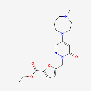 molecular formula C18H24N4O4 B4957980 ethyl 5-{[4-(4-methyl-1,4-diazepan-1-yl)-6-oxo-1(6H)-pyridazinyl]methyl}-2-furoate 