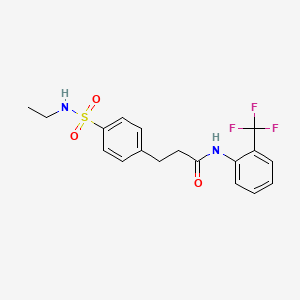 molecular formula C18H19F3N2O3S B4957983 3-{4-[(ethylamino)sulfonyl]phenyl}-N-[2-(trifluoromethyl)phenyl]propanamide 