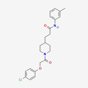 molecular formula C23H27ClN2O3 B4957990 3-{1-[(4-chlorophenoxy)acetyl]-4-piperidinyl}-N-(3-methylphenyl)propanamide 