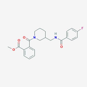 molecular formula C22H23FN2O4 B4958005 methyl 2-[(3-{[(4-fluorobenzoyl)amino]methyl}-1-piperidinyl)carbonyl]benzoate 