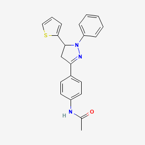 molecular formula C21H19N3OS B4958024 N-{4-[1-phenyl-5-(2-thienyl)-4,5-dihydro-1H-pyrazol-3-yl]phenyl}acetamide 
