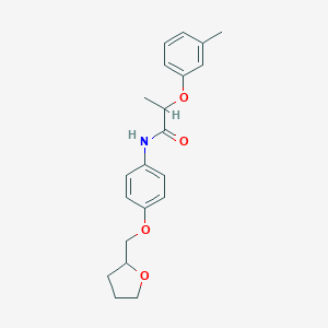 molecular formula C21H25NO4 B495803 2-(3-methylphenoxy)-N-[4-(tetrahydro-2-furanylmethoxy)phenyl]propanamide 