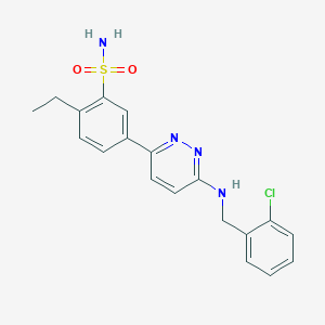 molecular formula C19H19ClN4O2S B4958063 5-{6-[(2-chlorobenzyl)amino]-3-pyridazinyl}-2-ethylbenzenesulfonamide 