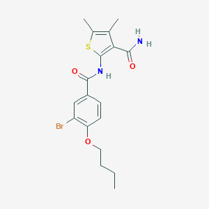 molecular formula C18H21BrN2O3S B495808 2-[(3-Bromo-4-butoxybenzoyl)amino]-4,5-dimethyl-3-thiophenecarboxamide 
