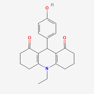 molecular formula C21H23NO3 B4958097 10-ethyl-9-(4-hydroxyphenyl)-3,4,6,7,9,10-hexahydro-1,8(2H,5H)-acridinedione 