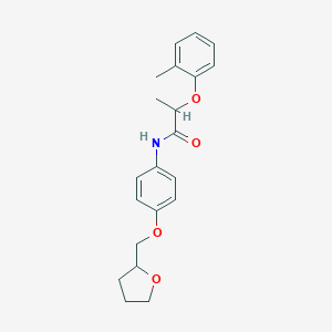 molecular formula C21H25NO4 B495812 2-(2-methylphenoxy)-N-[4-(tetrahydro-2-furanylmethoxy)phenyl]propanamide 