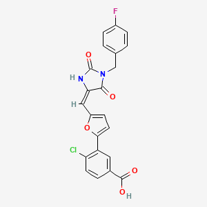molecular formula C22H14ClFN2O5 B4958162 4-chloro-3-(5-{[1-(4-fluorobenzyl)-2,5-dioxo-4-imidazolidinylidene]methyl}-2-furyl)benzoic acid 