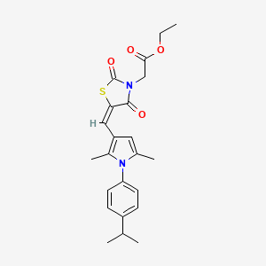 molecular formula C23H26N2O4S B4958187 ethyl (5-{[1-(4-isopropylphenyl)-2,5-dimethyl-1H-pyrrol-3-yl]methylene}-2,4-dioxo-1,3-thiazolidin-3-yl)acetate 