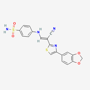 molecular formula C19H14N4O4S2 B4958195 4-({2-[4-(1,3-benzodioxol-5-yl)-1,3-thiazol-2-yl]-2-cyanovinyl}amino)benzenesulfonamide 