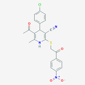 molecular formula C23H18ClN3O4S B4958203 5-acetyl-4-(4-chlorophenyl)-6-methyl-2-{[2-(4-nitrophenyl)-2-oxoethyl]thio}-1,4-dihydro-3-pyridinecarbonitrile 
