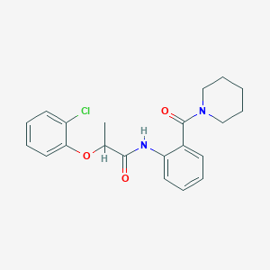 molecular formula C21H23ClN2O3 B495826 2-(2-chlorophenoxy)-N-[2-(1-piperidinylcarbonyl)phenyl]propanamide 