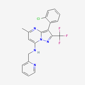 molecular formula C20H15ClF3N5 B4958272 3-(2-chlorophenyl)-5-methyl-N-(2-pyridinylmethyl)-2-(trifluoromethyl)pyrazolo[1,5-a]pyrimidin-7-amine 