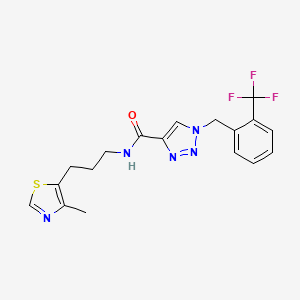 molecular formula C18H18F3N5OS B4958288 N-[3-(4-methyl-1,3-thiazol-5-yl)propyl]-1-[2-(trifluoromethyl)benzyl]-1H-1,2,3-triazole-4-carboxamide 