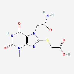 molecular formula C10H11N5O5S B4958334 {[7-(2-amino-2-oxoethyl)-3-methyl-2,6-dioxo-2,3,6,7-tetrahydro-1H-purin-8-yl]thio}acetic acid 