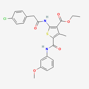 molecular formula C24H23ClN2O5S B4958385 ethyl 2-{[(4-chlorophenyl)acetyl]amino}-5-{[(3-methoxyphenyl)amino]carbonyl}-4-methyl-3-thiophenecarboxylate 