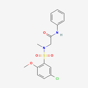 molecular formula C16H17ClN2O4S B4958407 N~2~-[(5-chloro-2-methoxyphenyl)sulfonyl]-N~2~-methyl-N~1~-phenylglycinamide 