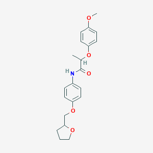 molecular formula C21H25NO5 B495841 2-(4-methoxyphenoxy)-N-[4-(tetrahydro-2-furanylmethoxy)phenyl]propanamide 