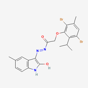 molecular formula C21H21Br2N3O3 B4958428 2-(2,5-dibromo-6-isopropyl-3-methylphenoxy)-N'-(5-methyl-2-oxo-1,2-dihydro-3H-indol-3-ylidene)acetohydrazide 