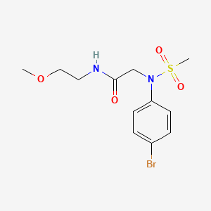 molecular formula C12H17BrN2O4S B4958453 N~2~-(4-bromophenyl)-N~1~-(2-methoxyethyl)-N~2~-(methylsulfonyl)glycinamide 