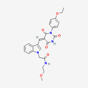 2-(3-{[1-(4-ethoxyphenyl)-2,4,6-trioxotetrahydro-5(2H)-pyrimidinylidene]methyl}-1H-indol-1-yl)-N-(2-methoxyethyl)acetamide