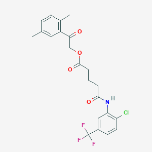molecular formula C22H21ClF3NO4 B4958507 2-(2,5-dimethylphenyl)-2-oxoethyl 5-{[2-chloro-5-(trifluoromethyl)phenyl]amino}-5-oxopentanoate 