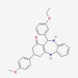 molecular formula C28H28N2O3 B4958510 11-(3-ethoxyphenyl)-3-(4-methoxyphenyl)-2,3,4,5,10,11-hexahydro-1H-dibenzo[b,e][1,4]diazepin-1-one CAS No. 6044-67-3