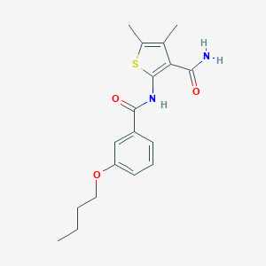 molecular formula C18H22N2O3S B495854 2-(3-Butoxybenzamido)-4,5-dimethylthiophene-3-carboxamide CAS No. 881629-79-4