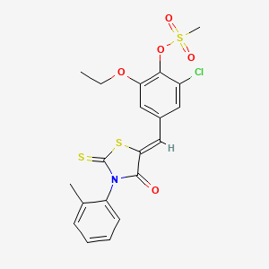 molecular formula C20H18ClNO5S3 B4958545 2-chloro-6-ethoxy-4-{[3-(2-methylphenyl)-4-oxo-2-thioxo-1,3-thiazolidin-5-ylidene]methyl}phenyl methanesulfonate 
